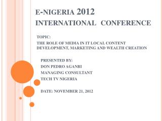 e- nigeria 2012 international conference