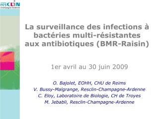 La surveillance des infections à bactéries multi-résistantes aux antibiotiques (BMR-Raisin)