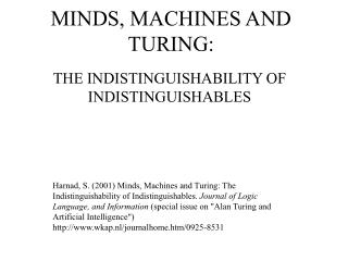 MINDS, MACHINES AND TURING: