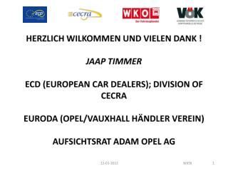 HERZLICH WILKOMMEN UND VIELEN DANK ! JAAP TIMMER ECD (EUROPEAN CAR DEALERS); DIVISION OF CECRA