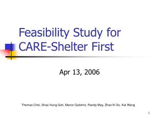 Feasibility Study for CARE-Shelter First