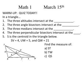 Math 1 		March 15 th