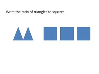 Write the ratio of triangles to squares.