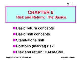 CHAPTER 6 Risk and Return: The Basics