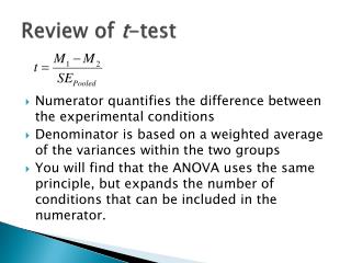 Review of t -test
