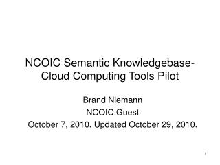 NCOIC Semantic Knowledgebase-Cloud Computing Tools Pilot