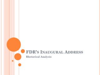 FDR’s Inaugural Address