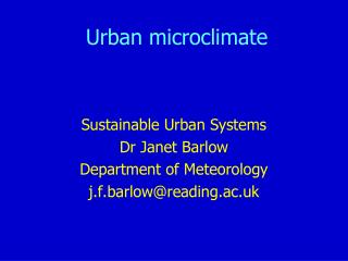 Urban microclimate