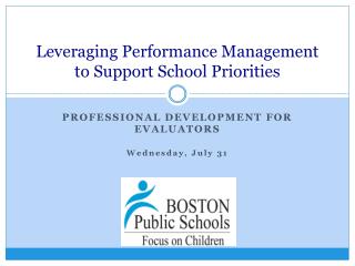 Leveraging Performance Management to Support School Priorities