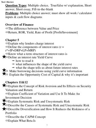 Chapter 4 Concept Questions Future value (definition) Present value (definition)