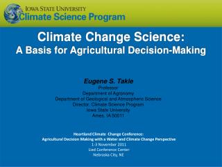 Climate Change Science: A Basis for Agricultural Decision-Making