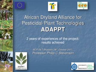 African Dryland Alliance for Pesticidal-Plant Technologies ADAPPT