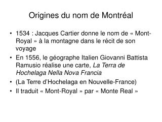 Origines du nom de Montréal