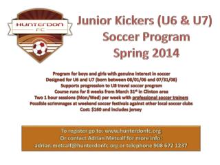 Junior Kickers (U6 &amp; U7) Soccer Program Spring 2014