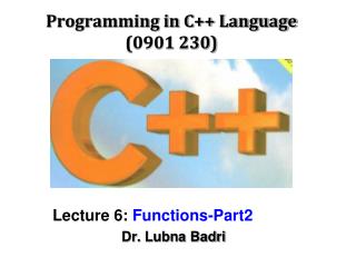 Programming in C++ Language (0901 230)