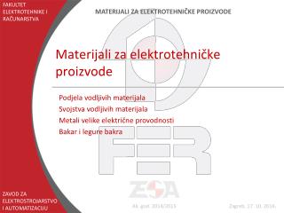 Materijali za elektrotehničke proizvode