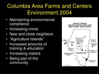 Columbia Area Farms and Centers Environment 2004