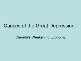 Causes of the Great Depression: