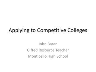 Applying to Competitive Colleges