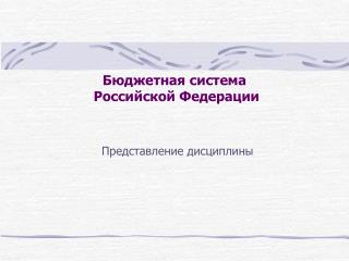 Бюджетная система Российской Федерации