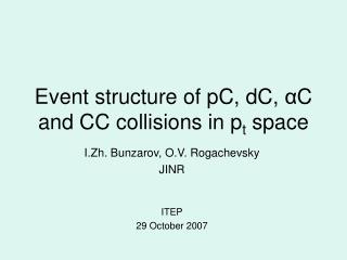 Event structure of pC, dC, α C and CC collisions in p t space