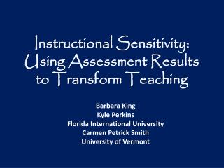 Instructional Sensitivity: Using Assessment Results to Transform Teaching