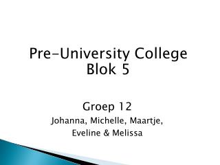 Pre-University College Blok 5