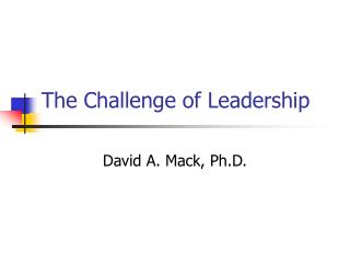 The Challenge of Leadership