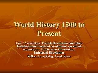 World History 1500 to Present