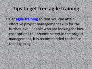 Tips to get free agile training at your convenience