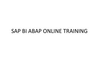 SAP-BI-ABAP online Training | Online SAP-BI-ABAP Training