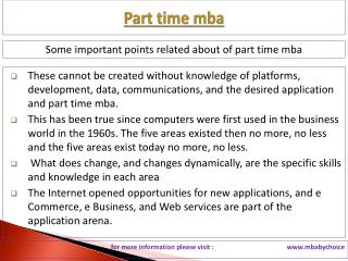 Learn in detail about part time mba