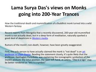 Lama Surya Das's views on Monks going into 200-Year Trances