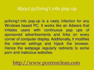 Remove pcfixing1.info pop-up: how to uninstall it