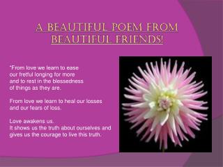 A beautiful poem from beautiful friends!