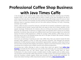Coffee Franchise Business with Java Times Caffe