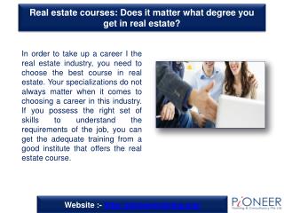 Real estate courses: Does it matter what degree you get in r