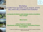 Workshop LA DIRETTIVA QUADRO SULLE ACQUE: STATO DELL ARTE DELLA NORMATIVA EUROPEA