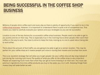 Being Successful in the Coffee Shop Business