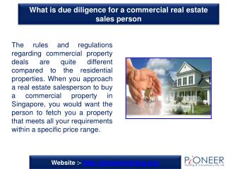What is due diligence for a commercial real estate sales per