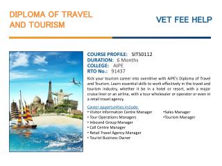 Diploma of Travel and Tourism Course Online Australia with O