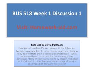BUS 518 Week 1 Discussion 1