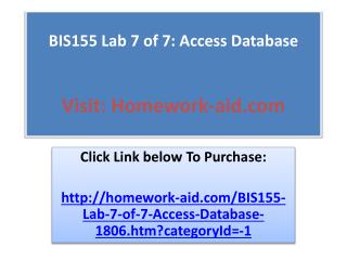 BIS155 Lab 7 of 7: Access Database