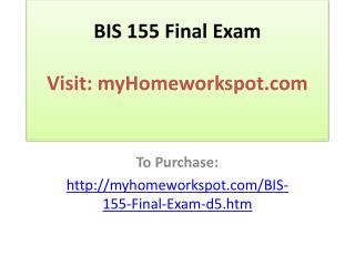 BIS 155 Final Exam