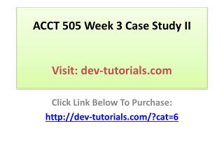 ACCT 505 Week 3 Case Study II