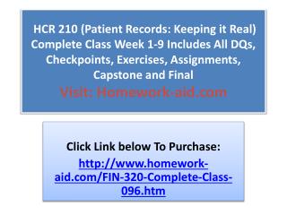 HCR 210 (Patient Records: Keeping it Real) Complete Class We