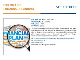 Diploma of Financial Planning Course Online Australia with O