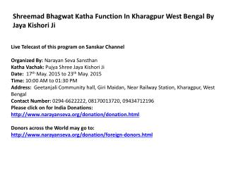Shreemad Bhagwat Katha Function In Kharagpur West Bengal By