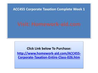ACC455 Corporate Taxation Complete Week 1