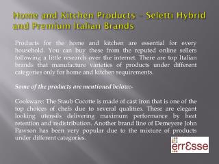 Home and Kitchen Products – Seletti Hybrid and Premium Itali